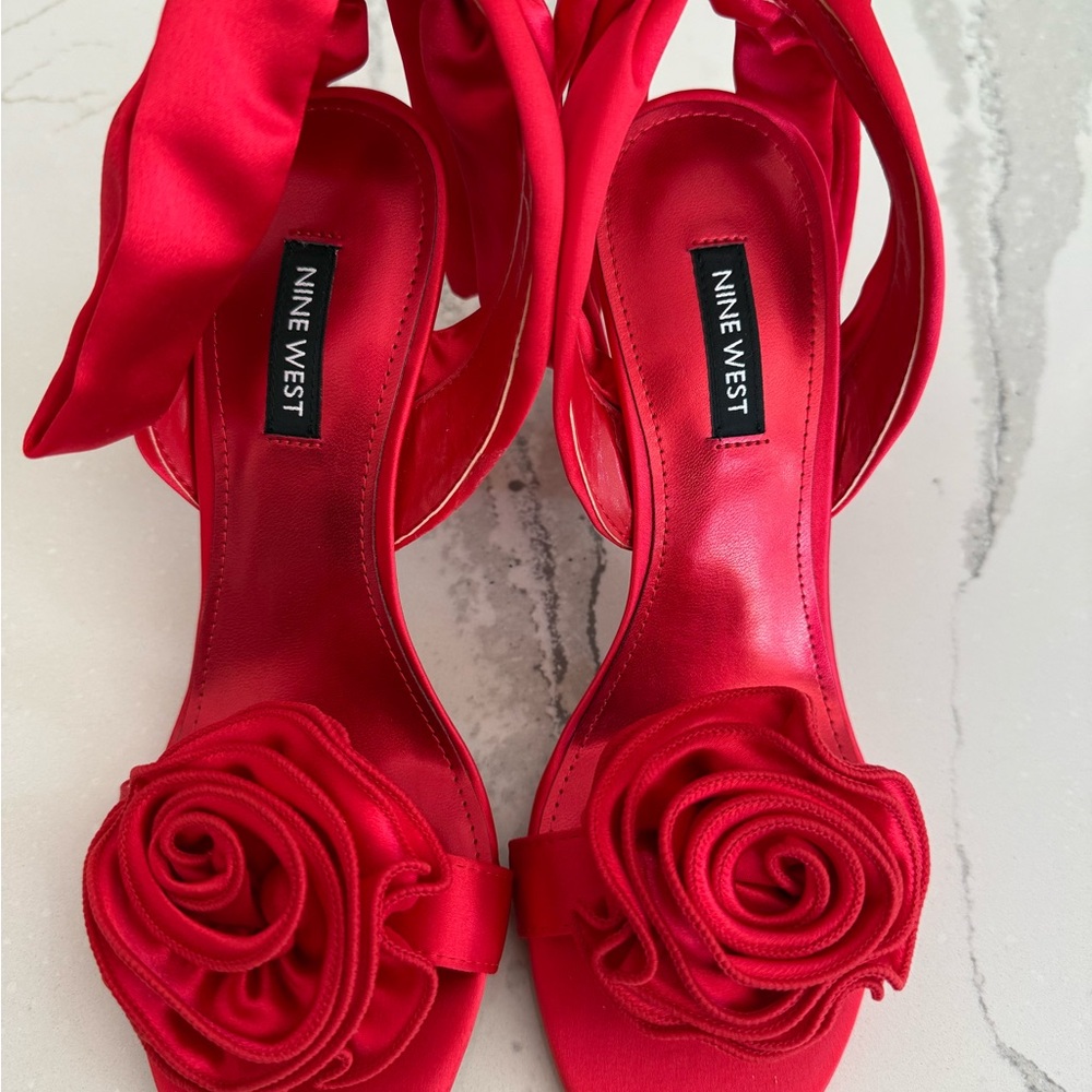 Nine West Krave Rosette Sandals in Red